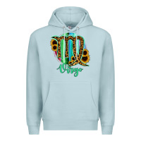 Blue Mist Virgo Zodiac Sign Sunflower Leopard Serape Premium Hoodie - RanaPortraitStore