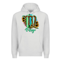 Dove Grey Virgo Zodiac Sign Sunflower Leopard Serape Premium Hoodie - RanaPortraitStore