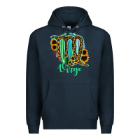 Navy Virgo Zodiac Sign Sunflower Leopard Serape Premium Hoodie - RanaPortraitStore