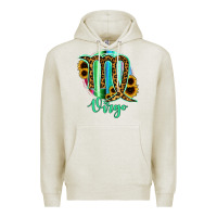 Oatmeal Heather Virgo Zodiac Sign Sunflower Leopard Serape Premium Hoodie - RanaPortraitStore