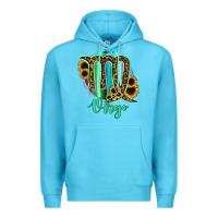Ocean Blue Virgo Zodiac Sign Sunflower Leopard Serape Premium Hoodie - RanaPortraitStore