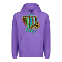 Purple Virgo Zodiac Sign Sunflower Leopard Serape Premium Hoodie - RanaPortraitStore