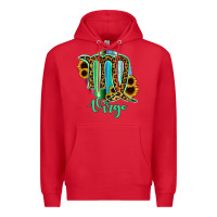 Red Virgo Zodiac Sign Sunflower Leopard Serape Premium Hoodie - RanaPortraitStore
