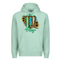 Seafoam Virgo Zodiac Sign Sunflower Leopard Serape Premium Hoodie - RanaPortraitStore
