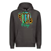 Smoke Virgo Zodiac Sign Sunflower Leopard Serape Premium Hoodie - RanaPortraitStore