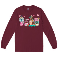 Burgundy mom coffee cup Long Sleeve Tee - AdoDesignShop