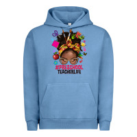 Pigment Pebble Blue preschool teacher life afro messy bun Urban Hoodie - NancyCooperArtShop