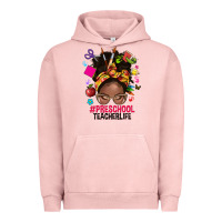 Pigment Salmon preschool teacher life afro messy bun Urban Hoodie - NancyCooperArtShop