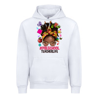 White preschool teacher life afro messy bun Urban Hoodie - NancyCooperArtShop