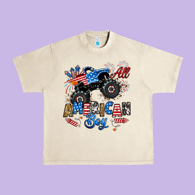 Fourth Of July Monster Truck All American Boy Urban Heavy Tee Designed By Ranaportraitstore