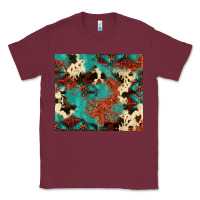 Burgundy Serape Turquoise Glitter Cowhide  Tooled Leather  Tumbler Classic Tee - FaDigitalArtStudio