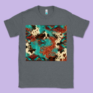 Serape Turquoise Glitter Cowhide  Tooled Leather  Tumbler Classic Tee Designed By Fadigitalartstudio