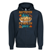 Navy autumn skies pumpkin pies Zipper Hoodie - HRA Design Shop