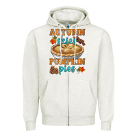 Oatmeal Heather autumn skies pumpkin pies Zipper Hoodie - HRA Design Shop