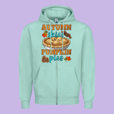 Autumn Skies Pumpkin Pies Zipper Hoodie Designed By Hra Design Shop
