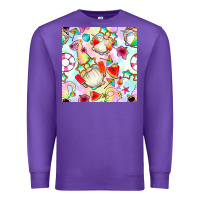Purple summer gnome seamless pattern Premium Sweatshirt - BundleAndBundleShop