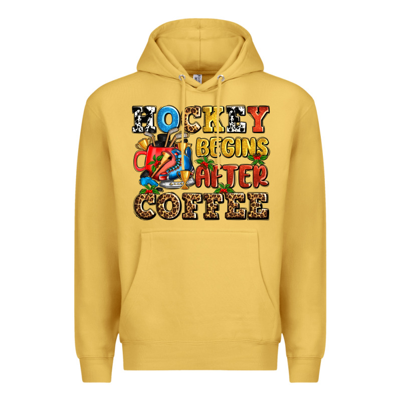 Hockey Begins After Coffee Ado Premium Hoodie by AdoDesignShop | Teevron