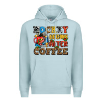 Blue Mist hockey begins after coffee ado Premium Hoodie - AdoDesignShop