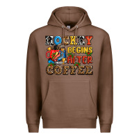 Chestnut hockey begins after coffee ado Premium Hoodie - AdoDesignShop