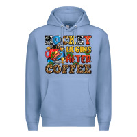 Colony Blue hockey begins after coffee ado Premium Hoodie - AdoDesignShop