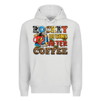 Dove Grey hockey begins after coffee ado Premium Hoodie - AdoDesignShop