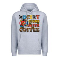 Heather Grey hockey begins after coffee ado Premium Hoodie - AdoDesignShop