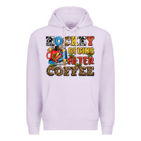 Lilac hockey begins after coffee ado Premium Hoodie - AdoDesignShop