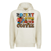 Oatmeal Heather hockey begins after coffee ado Premium Hoodie - AdoDesignShop