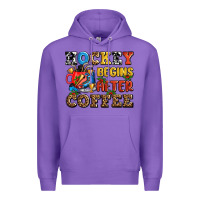 Purple hockey begins after coffee ado Premium Hoodie - AdoDesignShop