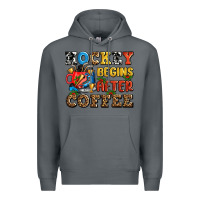 Rock hockey begins after coffee ado Premium Hoodie - AdoDesignShop