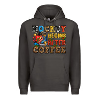 Smoke hockey begins after coffee ado Premium Hoodie - AdoDesignShop