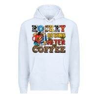 White hockey begins after coffee ado Premium Hoodie - AdoDesignShop