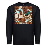Black cowboy western seamless pattern Premium Sweatshirt - BundleAndBundleShop