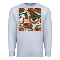 Heather Grey cowboy western seamless pattern Premium Sweatshirt - BundleAndBundleShop