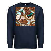 Navy cowboy western seamless pattern Premium Sweatshirt - BundleAndBundleShop