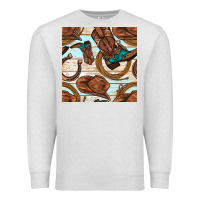 Oatmeal Heather cowboy western seamless pattern Premium Sweatshirt - BundleAndBundleShop