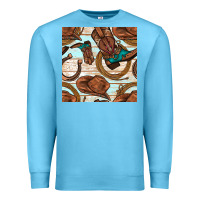 Ocean Blue cowboy western seamless pattern Premium Sweatshirt - BundleAndBundleShop