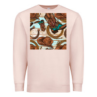 Pale Pink cowboy western seamless pattern Premium Sweatshirt - BundleAndBundleShop