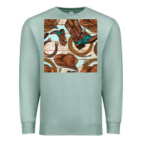 Seafoam cowboy western seamless pattern Premium Sweatshirt - BundleAndBundleShop