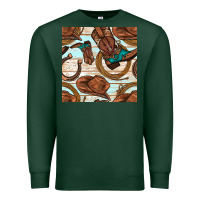 Sports Green cowboy western seamless pattern Premium Sweatshirt - BundleAndBundleShop