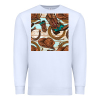 White cowboy western seamless pattern Premium Sweatshirt - BundleAndBundleShop
