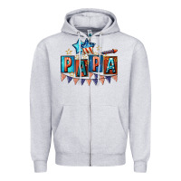 Heather Grey American Papa 4th of july Zipper Hoodie - CowGirlArtShop