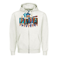 Oatmeal Heather American Papa 4th of july Zipper Hoodie - CowGirlArtShop