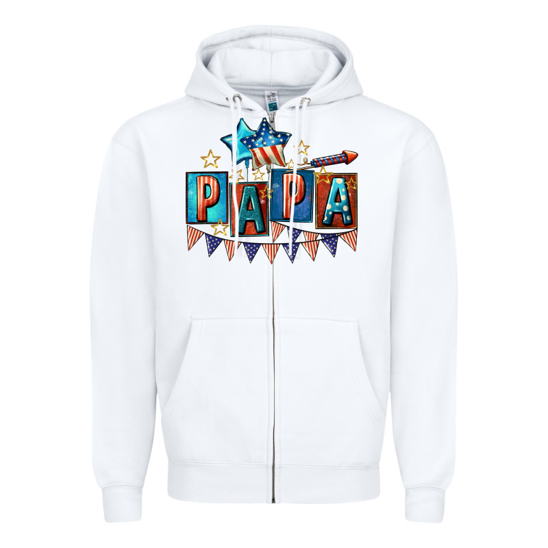 American Papa 4th Of July Zipper Hoodie by CowGirlArtShop | Teevron