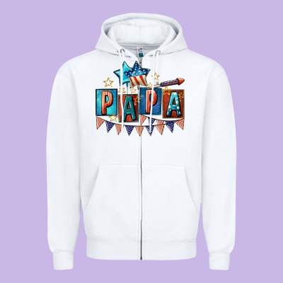 American Papa 4th Of July Zipper Hoodie Designed By Cowgirlartshop