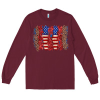 Burgundy 4th of july brushstroke Long Sleeve Tee - Zillion Design Studio