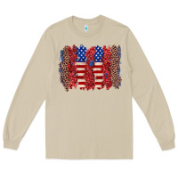 Mushroom 4th of july brushstroke Long Sleeve Tee - Zillion Design Studio