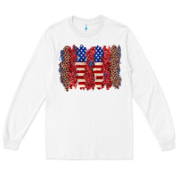 White 4th of july brushstroke Long Sleeve Tee - Zillion Design Studio