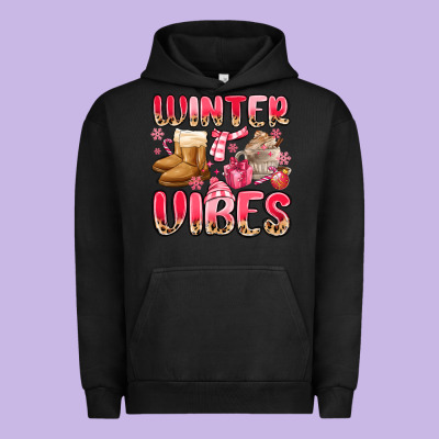 Pink Winter Vibes Urban Hoodie Designed By Maliassmallbusiness