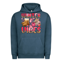Pigment Midnight Navy pink winter vibes Urban Hoodie - MaliasSmallBusiness
